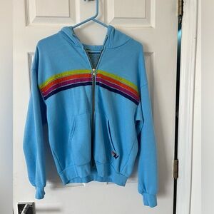 Aviator Nation striped hoodie light blue size extra small